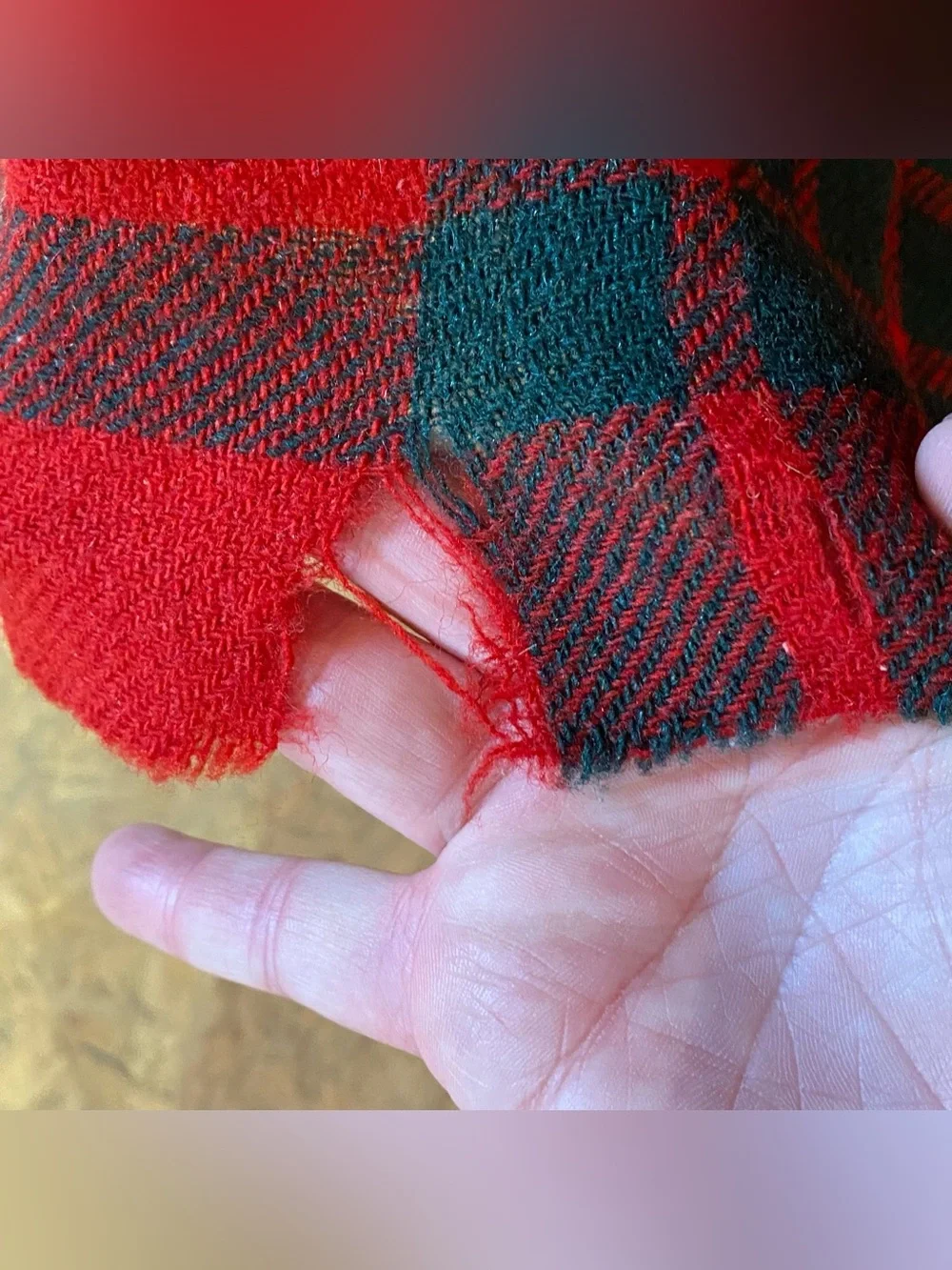 Vtg Chippewa Woolen Mills Red Green Yellow Plaid Wool Camp Blanket 60”x81”